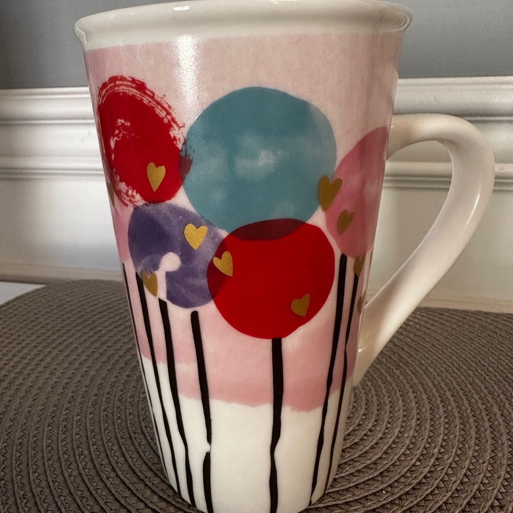 Cute Valentines Starbucks 16 oz Tall Coffee Mug 2017 Balloons Love Hear